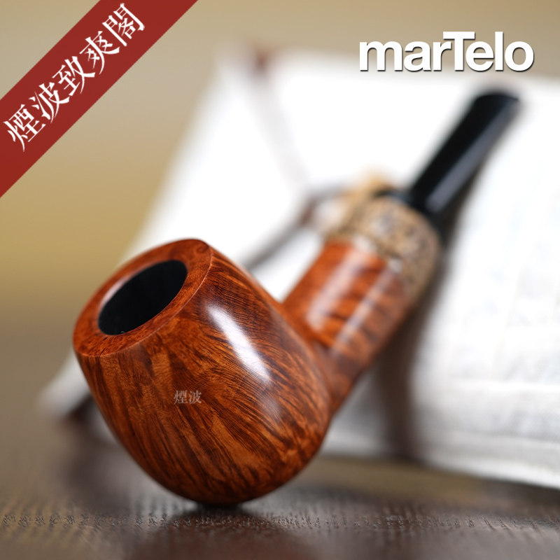 巴西 Martelo 撞球型 菩提饰圈 手工制 石楠木 烟斗 - 实物图