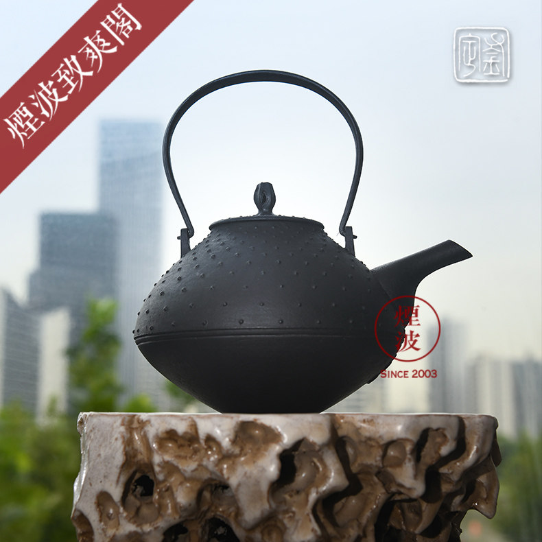 烟波 日本 南部铁器 釜定屋 小纹样霰纹 铁瓶 铁壶