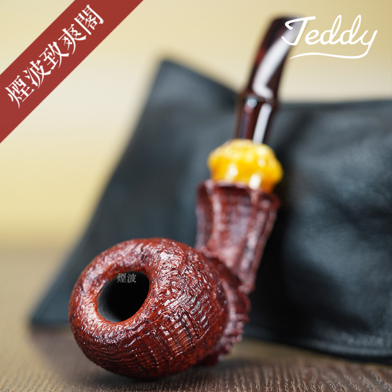 丹麦 TeddyKnudsen泰迪 单老鹰级 自由式 黄色饰圈 坎伯兰嘴 烟斗