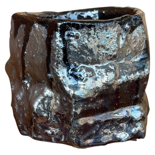 日本备前烧 陶艺名家 市川透 师 隐崎隆一 柴烧 银彩汤吞茶杯酒杯