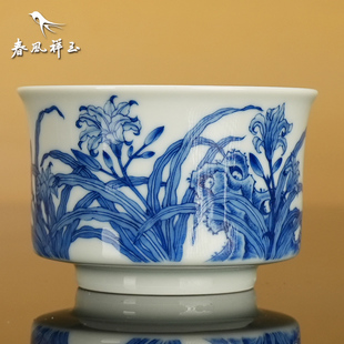 景德镇 春风祥玉 邹俊窑制八字款 青花 忠孝图 马蹄杯