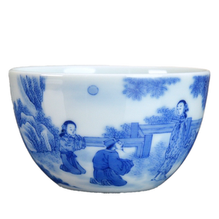 景德镇 春风祥玉 邹俊窑珍藏九字款 青花 彩楼记之探寒窑 品杯