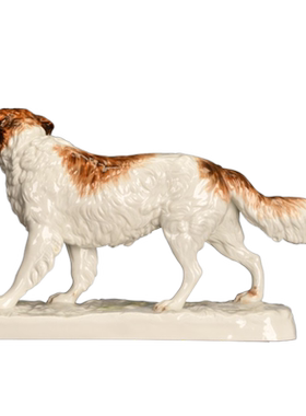 彩绘动物瓷塑黄金猎犬装饰摆件