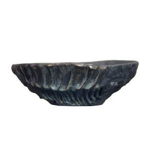 日本千叶 当代陶艺大师 平松龙马 黄铁矿 菊石纹 汤吞 品茗茶杯