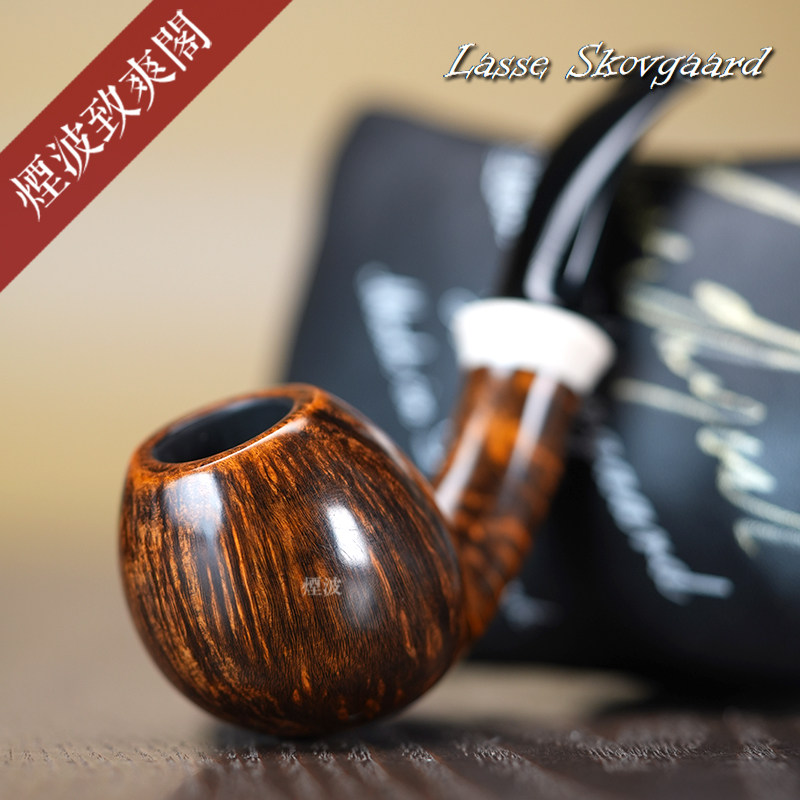 丹麦 Lasse Skovgaard 苹果型 白色饰圈 手工制 石楠木 烟斗