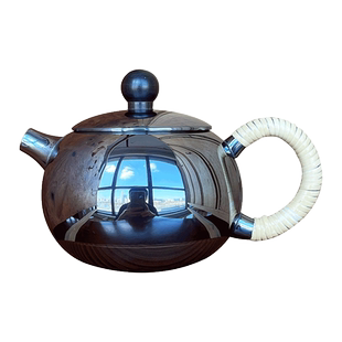 日本银器 银川堂 银本铺 熏银 无地款 铜胎镀银 倒把西施壶 银壶