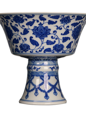 青花蓬莱宝莲纹内画酥油灯