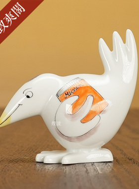 趣味小鸟参观者小型瓷偶摆件