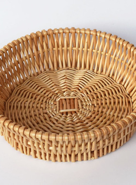 藤编馒头筐家用水果篮厨房筐子桌面收纳柳编面包篮馍筐编织收纳筐