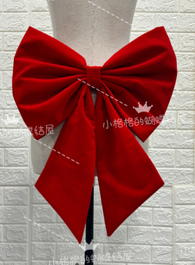 大红色丝绒面料婚纱礼服后背遮盖婚庆蝴蝶结配饰胸针正红色立体