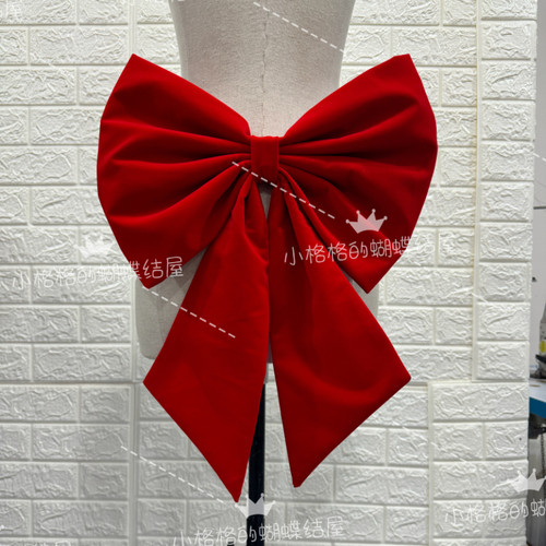 大红色丝绒面料婚纱礼服后背遮盖婚庆蝴蝶结配饰胸针正红色立体