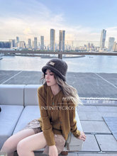 【INFINITYCROSS】潮牌粗针织卷边纯色毛线帽复古咖色大头围盆帽