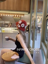 【ICROSS】8.7新款 马吉拉多巴胺小清新花朵手工针织毛线帽渔夫帽