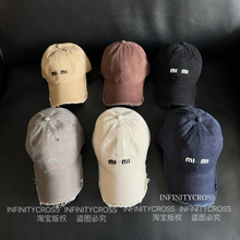 【INFINITYCROSS】潮牌字母磨边做旧软顶棒球帽可调节潮流鸭舌帽