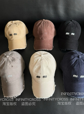 【INFINITYCROSS】潮牌字母磨边做旧软顶棒球帽可调节潮流鸭舌帽