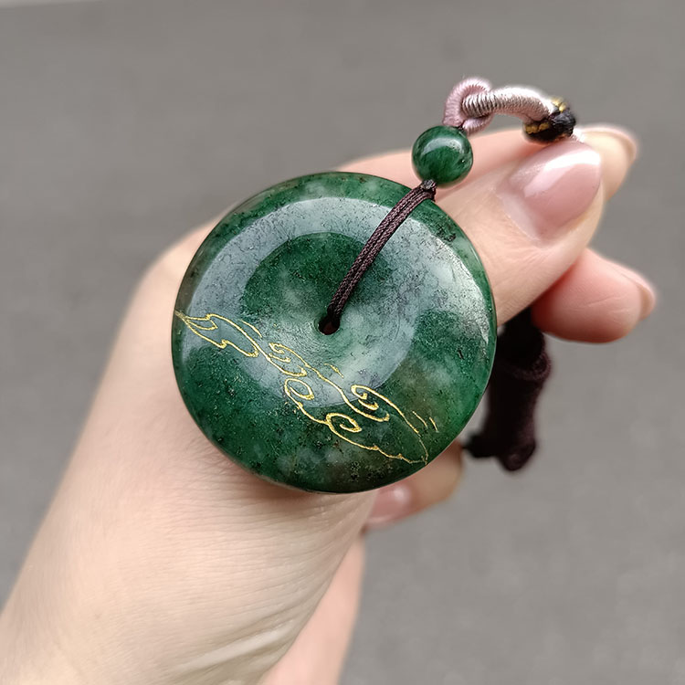 天然南阳独山玉大平安扣吊坠玉佩玉璧玉石挂件车包挂新款老料玉坠