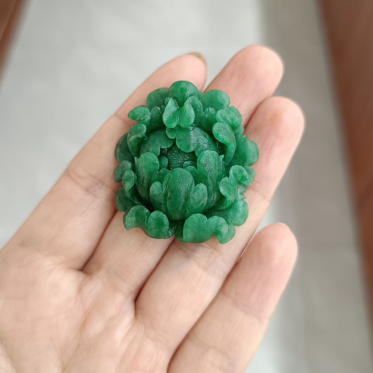 南阳独山玉天然玉石挂件吊坠鲜天蓝料牡丹花独玉大师作品花开富贵