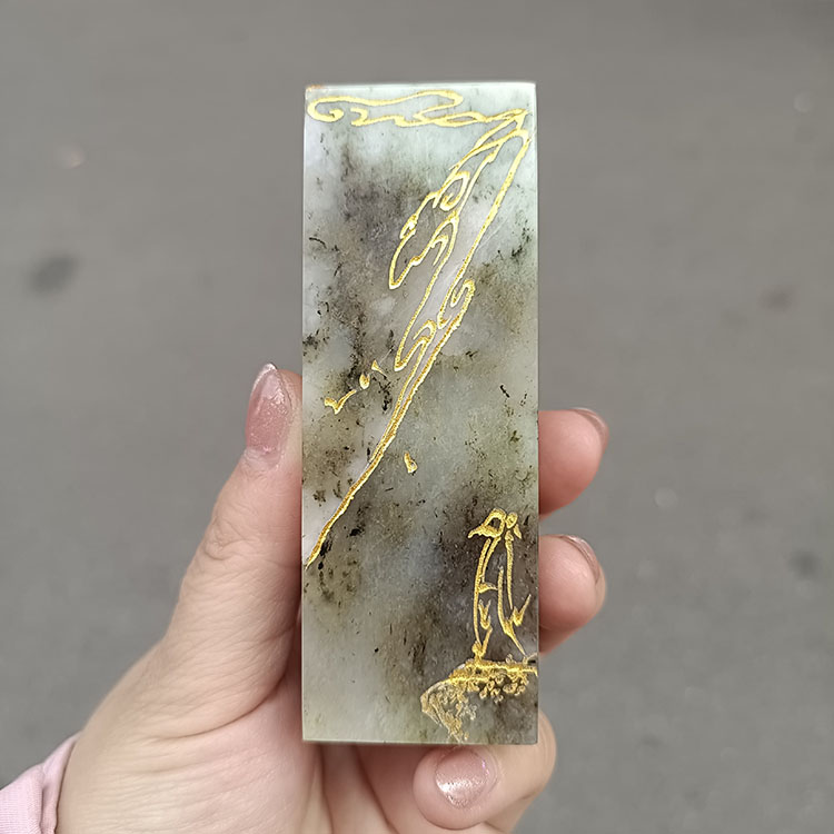 描金自产自销南阳独玉独山玉玉章玉石方章天然独玉奇石赏玩石章