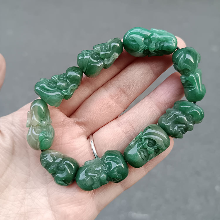 精工大颗粒收藏天然独山玉十八罗汉手串翠绿玉石南阳玉冰蓝玉手链