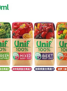 泰国进口Unif多种复合果蔬汁饮料莓果甜菜根胡萝卜复合果汁200ml