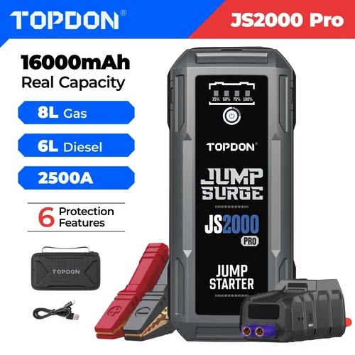 TOPDON JS2000 PRO Jump Starter 2500A Car Battery Tester