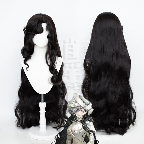 逍遥游重返未来1999伊索尔德cos假发仿真头皮顶黑色大波浪cosplay