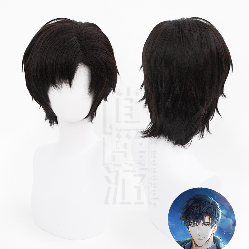 逍遥游 光与夜之恋萧逸cos假发黑色37分帅气少年短发微反翘短假发