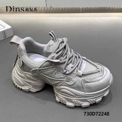 2026春季新款厚底轻便系带休闲运动鞋羊皮鞋垫老爹鞋女72248