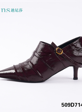 2025秋季新款气质细跟尖头牛皮一脚蹬洋气女鞋复古单鞋71449