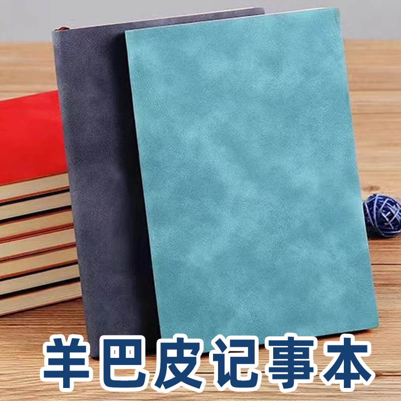 羊巴皮笔记本子a5加厚彩色记事本商务皮面工作本办公简约日记本文艺随身小号礼盒复古作业本高颜值简约肤感本
