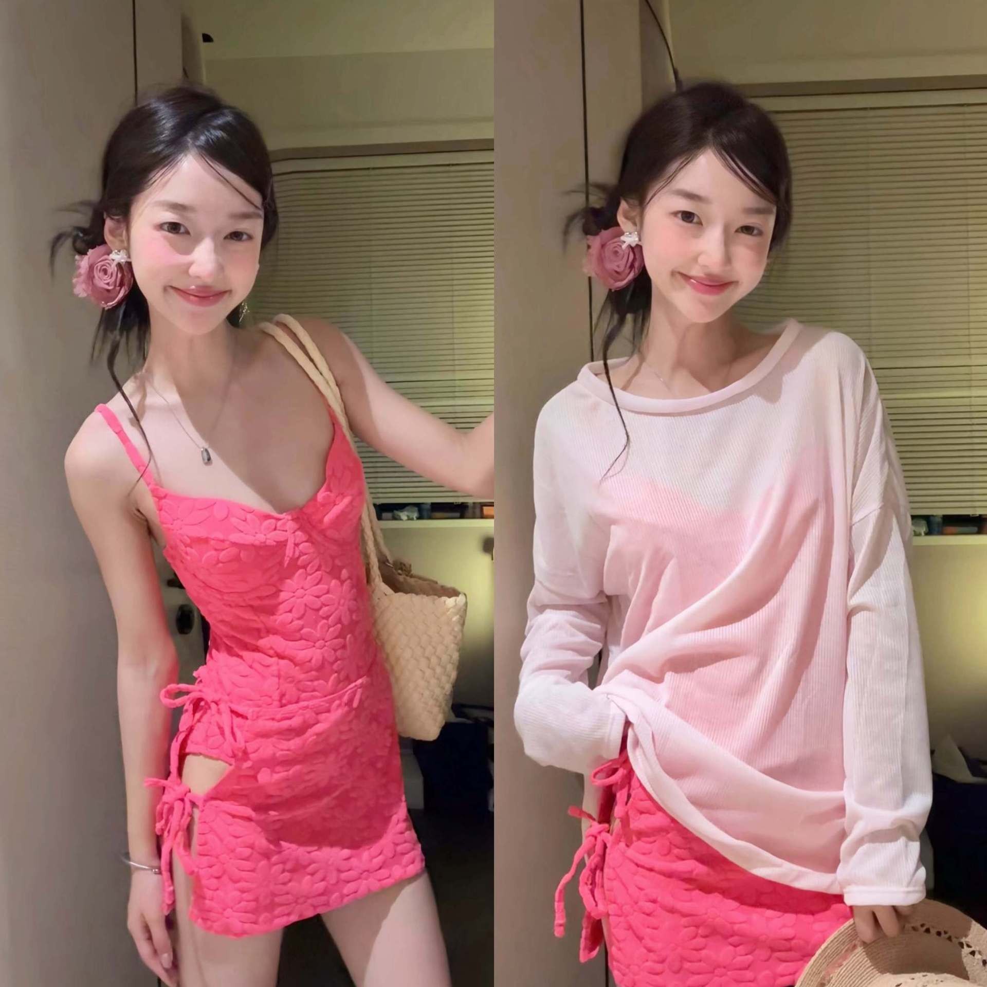显白连体泳衣女小胸钢托修身显瘦保守吊带裙式两件套学生少女夏季