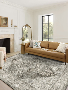 山川嘉境 古典美式磨旧风仿羊绒短毛客厅地毯微瑕尾货清库存