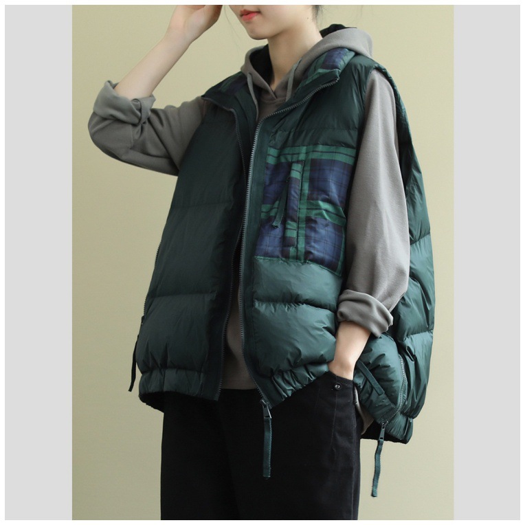 冬季嘉兴女款大码宽松坎肩外穿白鸭绒保暖背心新款轻薄羽绒服马夹