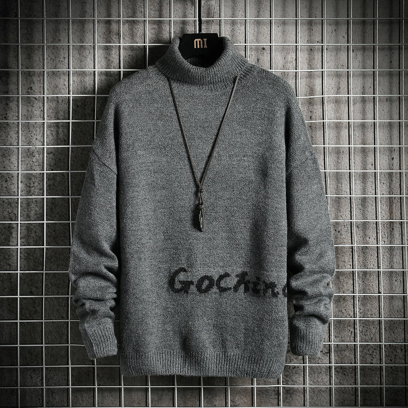 Sweater men's high collar fashion trend loose lazy personality Winter Hong Kong Style T-shirt