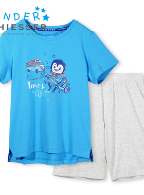 德国舒雅家居服男童儿童卡通棉夏季男孩家居服中大童睡衣3B-18417