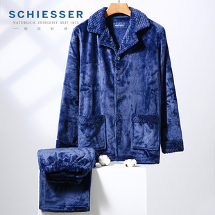 珊瑚睡衣套E9 家居服法兰绒开衫 19346H加厚 德国舒雅男士 秋冬新款