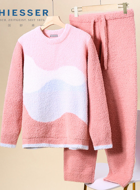 舒雅23年秋冬新品 女士暖绒绒半边绒加厚保暖睡衣家居套装21464H