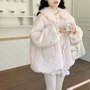 温柔甜美 娃娃领立体花朵棉服宽松减龄花苞棉袄上衣女 Dear