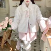 甜系蝴蝶结水貂坑条环保皮草加厚毛毛外套女 Dear 年度重磅