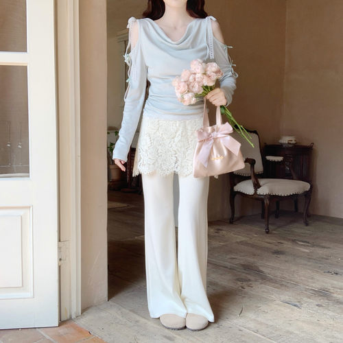 【DearYN】温柔蕾丝裙帘喇叭裤