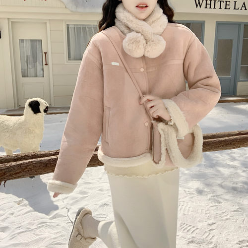 【DearYN】带包羊羔毛外套女冬