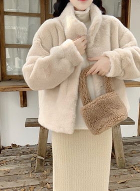 【Dear YN】本期重磅 少女貂貂皮毛一体环保皮草立领短款毛毛外套