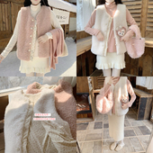 Dear 韩系甜美双面穿碎花拼接毛毛马甲女冬设计感外穿马夹