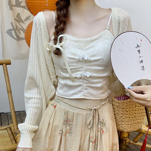 【Dear YN】江南水墨新中式刺绣提花上衣盘扣显瘦吊带背心女新款