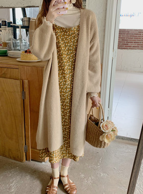 【Dear YN】软糯慵懒风长款厚实针织开衫毛衣百搭减龄外套女新款