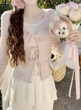 【Dear YN】春日絮语 温柔系带蝴蝶结假两件上衣女修身百搭长袖T