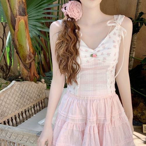 【DearYN】碎花带胸垫吊带背心