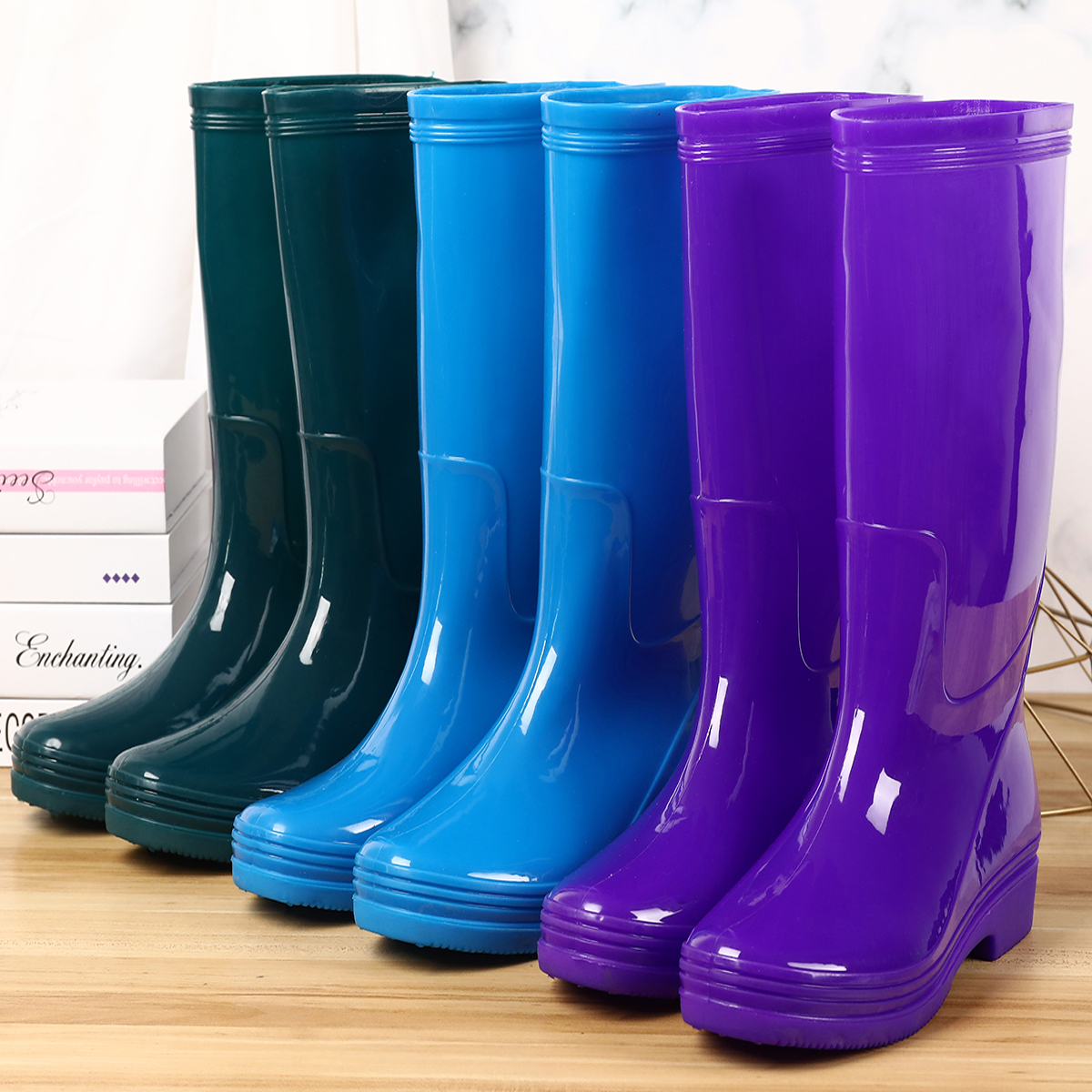 无里布速干雨鞋女高筒加绒厚保暖