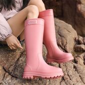 韩版 水鞋 高筒耐磨厨房保暖防水加绒胶鞋 成人雨鞋 时尚 雨靴防滑女款