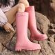 韩版 水鞋 高筒耐磨厨房保暖防水加绒胶鞋 成人雨鞋 时尚 雨靴防滑女款